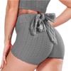 Летние женские спортивные шорты однотонные для тренажерного зала, бега, тренировок, с высокой посадкой, с бантиком, эластичные леггинсы, шорты для йоги, большие размеры S-2XL