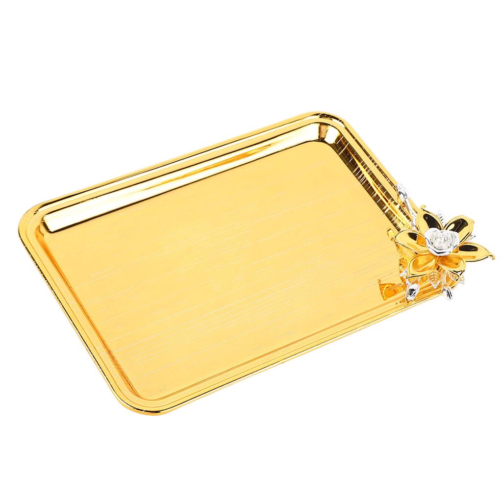 Поднос для сервировки стола в европейском стиле, декоративный прямоугольный поднос для подачи еды в стиле легкой роскоши с цветочным