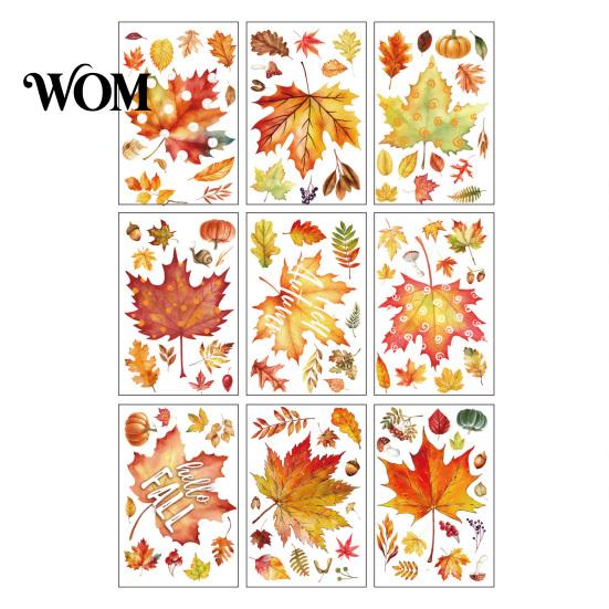 Thanksgiving Glass Stickers 9 Sheets Fall Woodland Animals Window Clings, Autumn Maple Leaf Pumpkin Warm Atmosphere Decorations Squirrel Fox