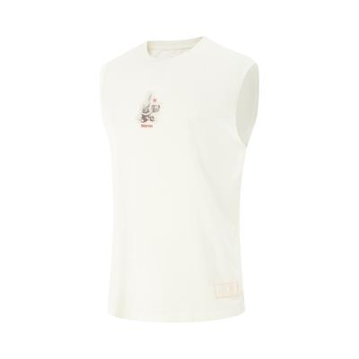 Li Ning Bad Five Letter Круглый вырез Удобный Дышащий Универсальный Жилет без рукавов Мужские топы Молочно-белый AVSV177-1
