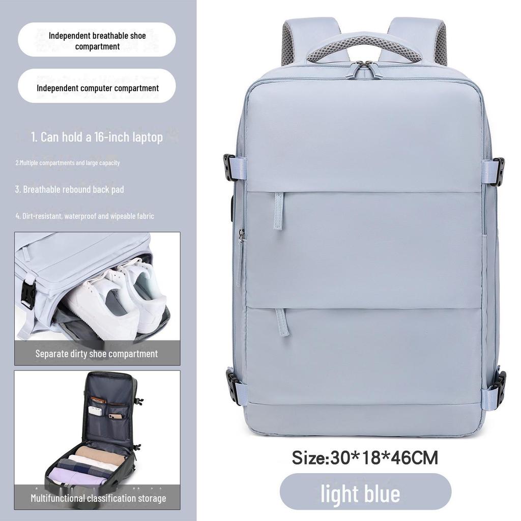 Дорожный рюкзак унисекс с отделением для обуви, легкий и вместительный, подойдет для работы, учебы или работы за компьютером.