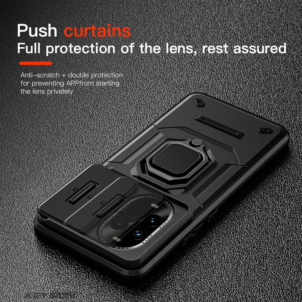 KEYSION Противоударный чехол для Huawei nova 13 Pro Slide Camera Lens Защитное кольцо Подставка для телефона Задняя крышка для Huawei nova13 13 Pro