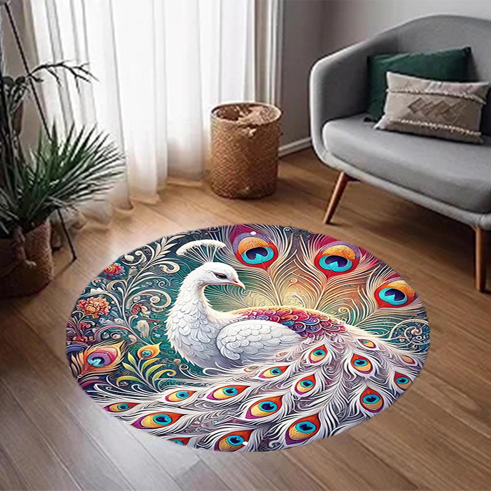 1pc home carpet peacock design non-slip rug for office decor and living room gift ideas