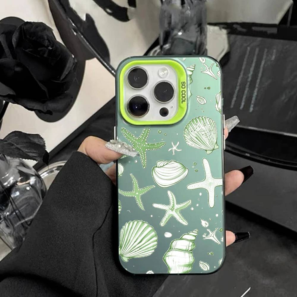 Красочный чехол для телефона с морскими обитателями для IPhone 16 17 15 14 12 13 Pro Max, белый цвет, ударопрочный чехол