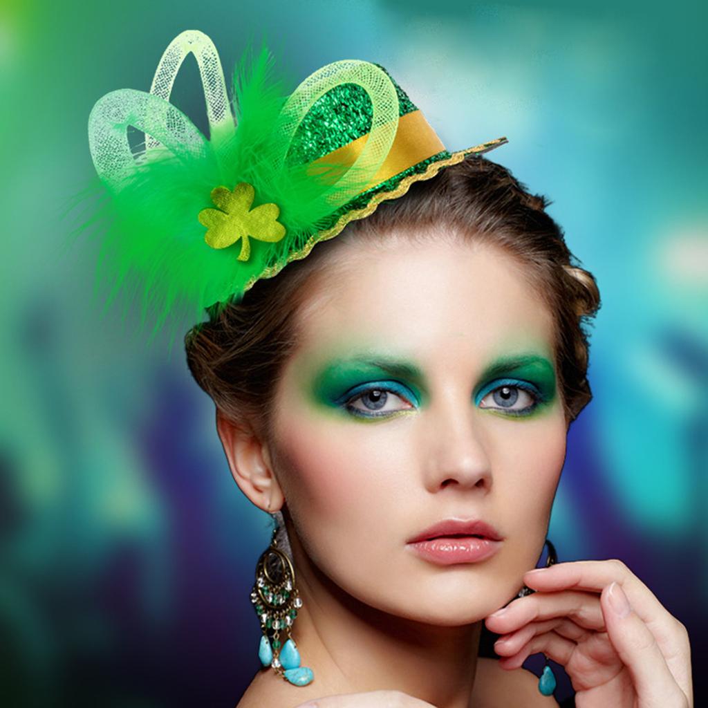 StPatrick Festival Celebration Headband Party Sequins Mini Green Hat Hair Hoop Shamrock Headbands Irish Hair Accessories