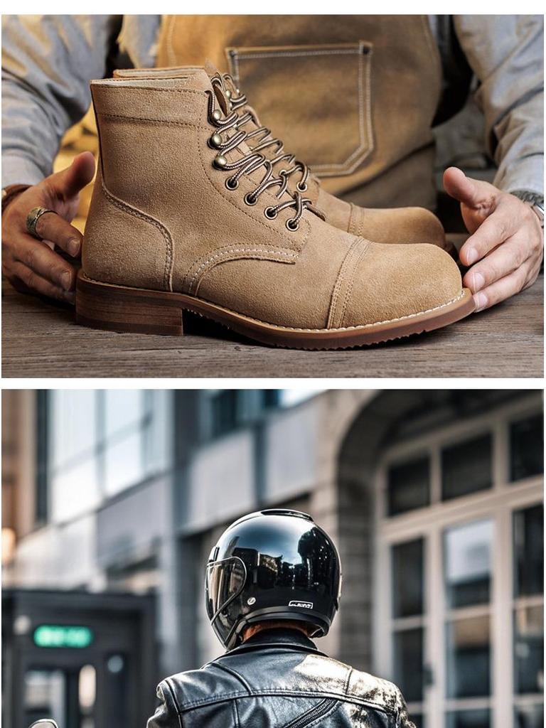 8111 Suede Martin Retro Ankle Boots - Men's Genuine Leather Work & Paratrooper Boots (Cowhide 8083)