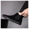 Plus Size Mens Casual Chelsea Boots Black Tide Cow Suede Leather Flats Shoes Autumn Winter Boot Party Banquet Ankle Botas Hombre