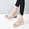 2025 Summer New Wedge Heel Women's Sandals First Layer Cowhide Open-toed Back Empty Word with Casual Waterproof Platform Platform Shoes