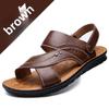 Летние мужские кожаные сандалии 2025 года — повседневная пляжная обувь и модные тапочки
