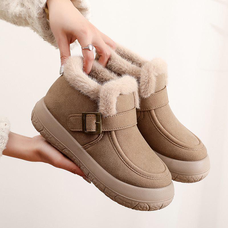 Women's Winter Cotton Snow Boots - Fashionable, Plush-Lined, Non-Slip, Warm, Thick Sole
