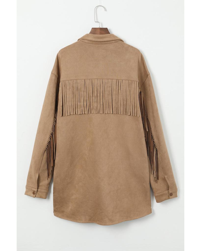 Azura Exchange Замшевая куртка большого размера цвета хаки с бахромой