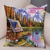 Винтажный красочный стиль, наволочка с изображением кокосовой пальмы, деревенский дом, пейзаж, диван, автомобиль, офисная подушка, домашний декор