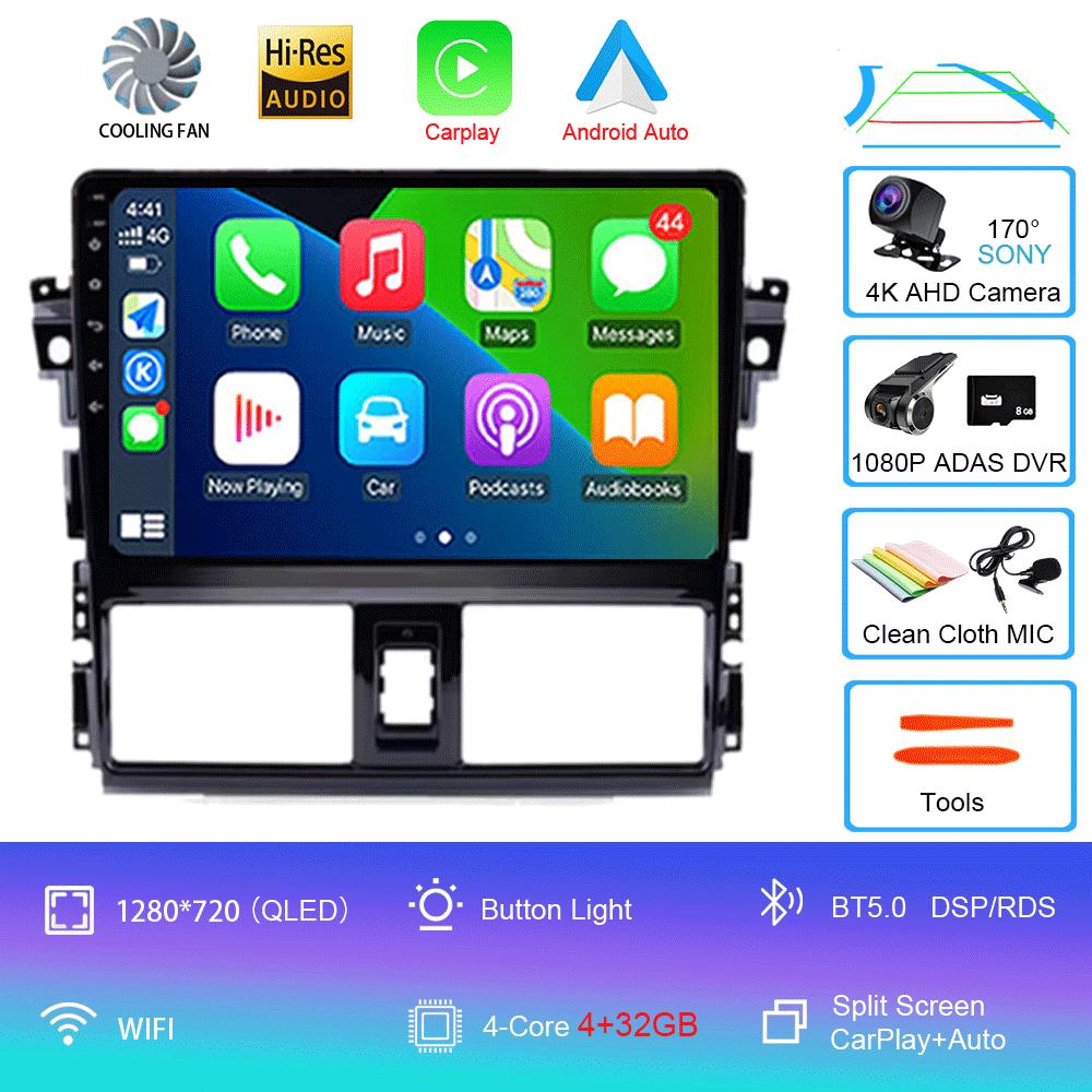 Android 14 для TOYOTA VIOS YARIS 2013 2014 2015 2016 Мультимедийный видеоплеер Автомобильный радиоприемник GPS-навигация БЕЗ DVD 2 Din Carplay Новый
