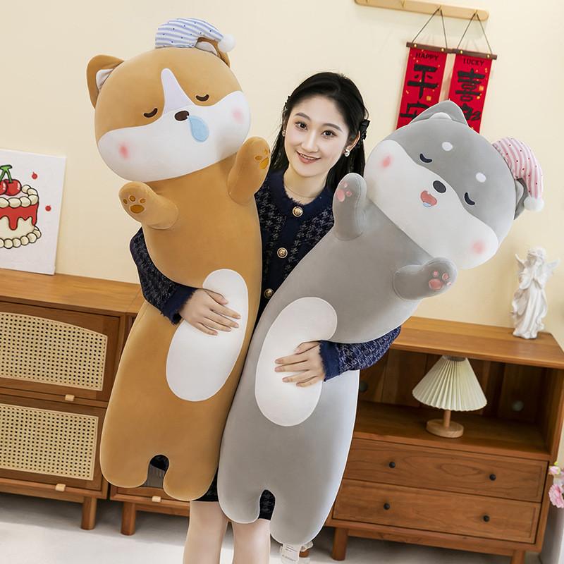Cap Shiba Sleeping Inu Dog Plush Toy Stuffed Pillow Animal Doll Decor Bedroom