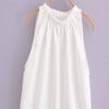 Fashion Style 2024 Summer Romantic Garden Style Minimal White Pleated Round Neck Sleeveless Shirt 05143946251