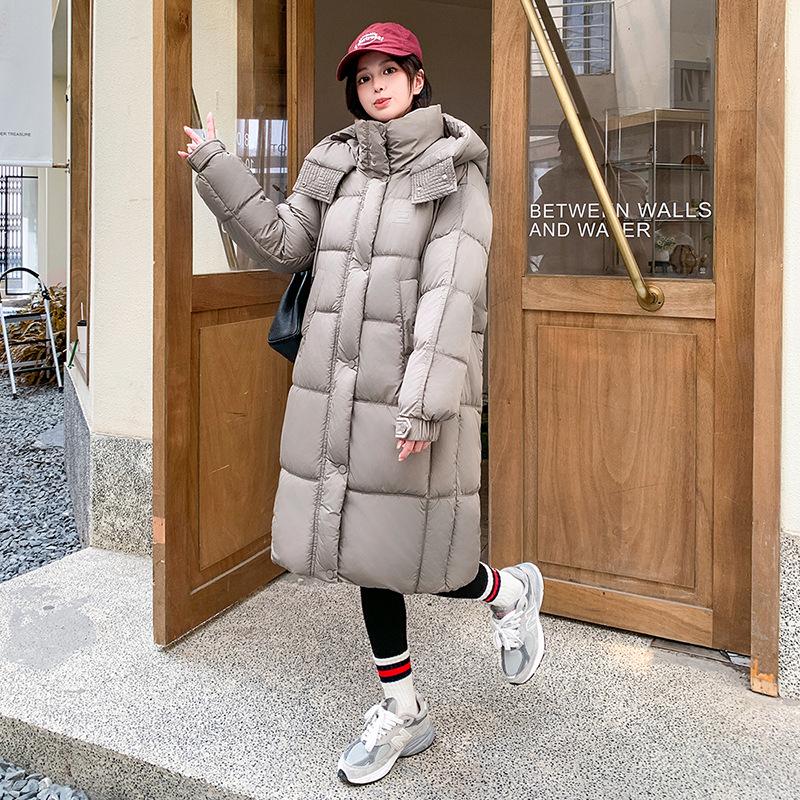 Зимняя новая средняя и длинная пуховая хлопковая одежда женская с капюшоном повседневная модная хлебная одежда утолщенная куртка