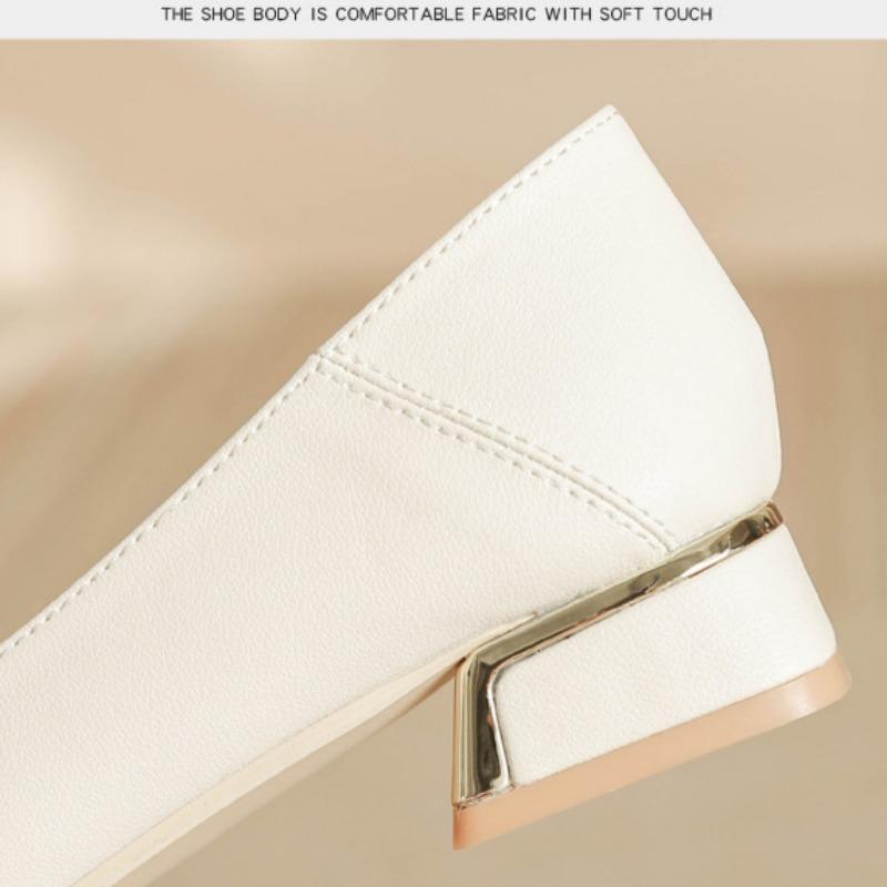 Рабочие профессиональные кожаные туфли на низком каблуке Туфли на плоской подошве с неглубоким носком Туфли на толстом каблуке Универсальные туфли на высоком каблуке