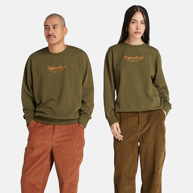 Timberland Casual Terry Crewneck Sweatshirt Unisex Sweatshirt Dark-Olive-Green A6K5D-302