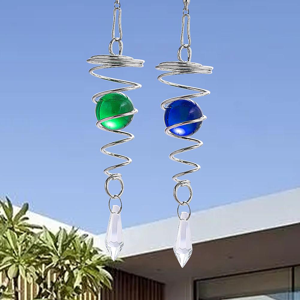 Шарообразный спиральный хвост кинетический ветряной вертушка стабилизатор стеклянный остроконечный кристалл ловец солнца садовый подвесной декор с поворотным крючком