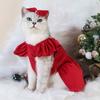 1 комплект, платье для питомца, рождественский костюм для собаки, элегантная красная юбка с бантом, головной убор, платье принцессы для кошек, товары для домашних животных