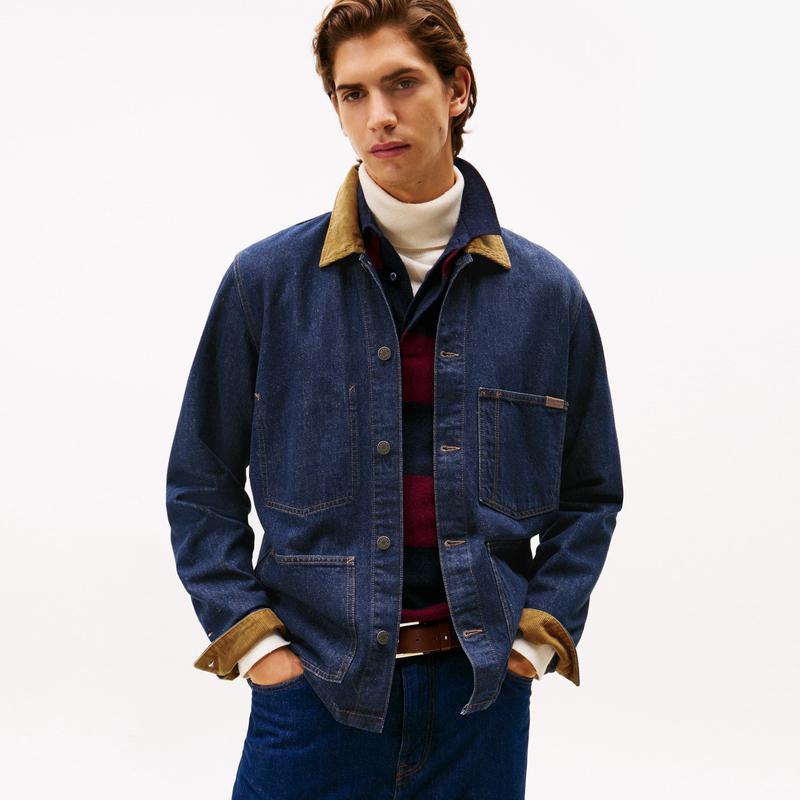 Tommy Hilfiger Джинсовая куртка в стиле амбара с вельветовым воротником Мужские куртки MW0MW40374
