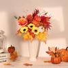 Осенний букет искусственных цветов, реалистичный искусственный шелковый подсолнух, Хэллоуин, День благодарения, праздник урожая, украшение для дома и улицы, искусственные цветы, стол