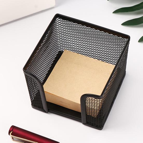 Note Pad Storage Box Fine Mesh Large Capacity Easy Access Black Heavy Duty Metal Desktop Memo Pad Sticky Note Organizer Home Supplies