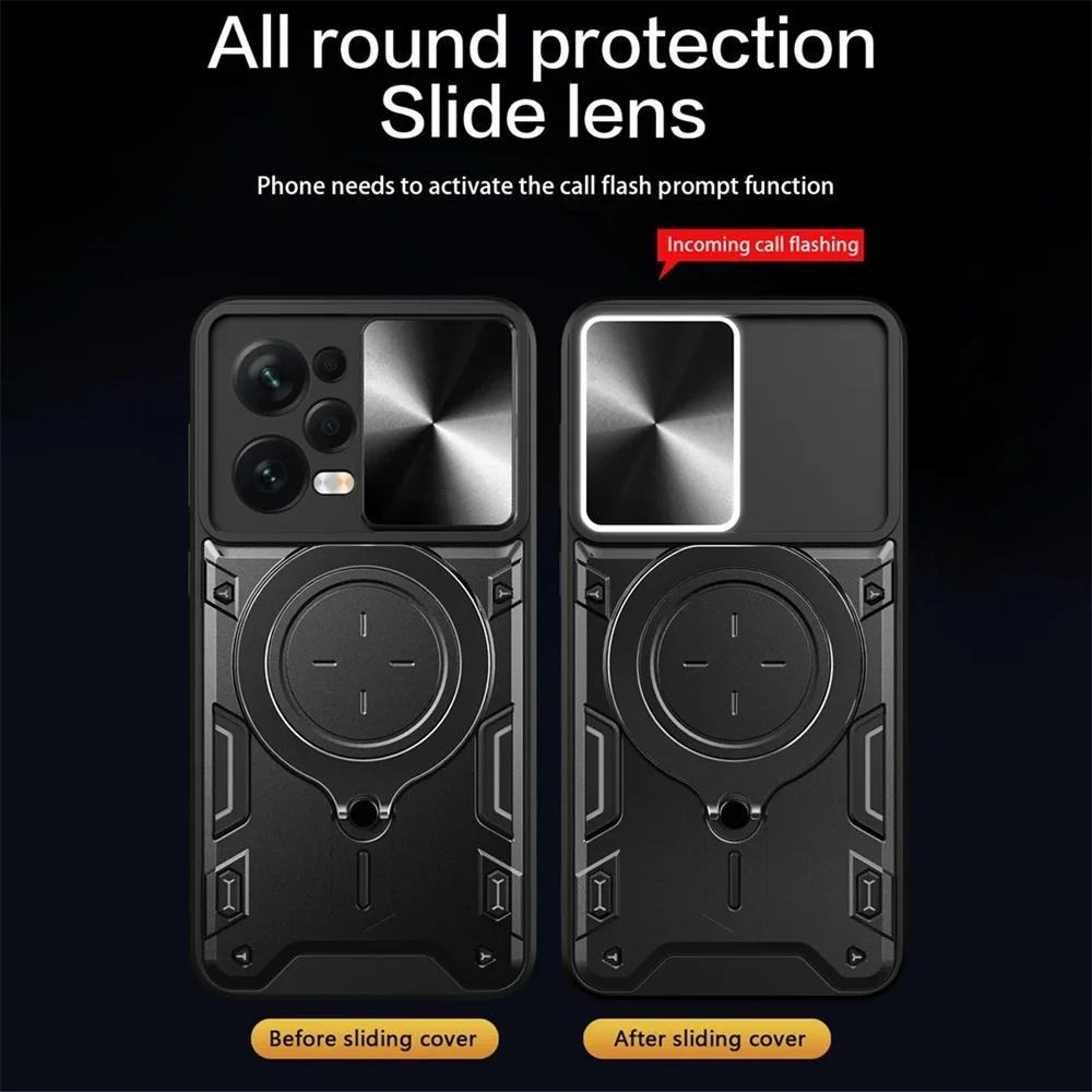 Магнитный чехол со шторкой для камеры для Poco F6 X6 X5 Pro 5G X4 GT X3 NFC Чехол-подставка с кольцом для Magsafe для Poco F5 M6 M4 Pro M5S