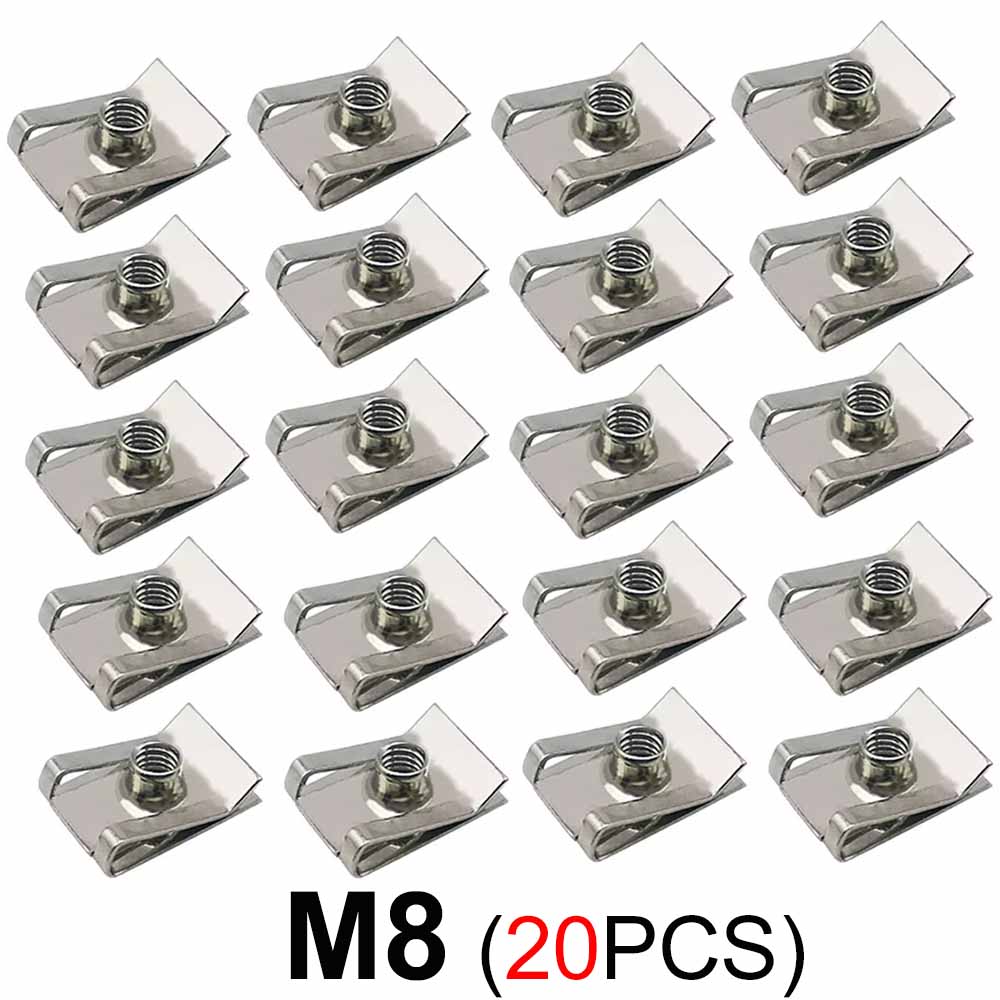 20/10pcs Stainless Steel U Type Clips with Thread M6 M5 M4 M8 8mm 5mm 6mm 4mm Reed Nuts for Car Motorcycle Scooter ATV Moped
