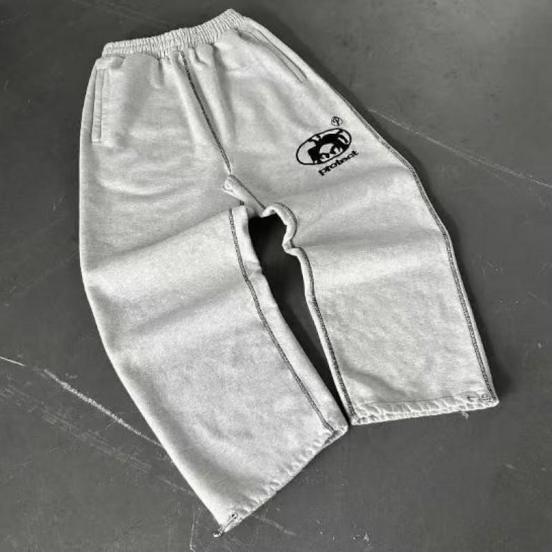Vintage Style Unisex Track Pants High Waist Loose Straight Leg Striped Casual Trousers Streetwear