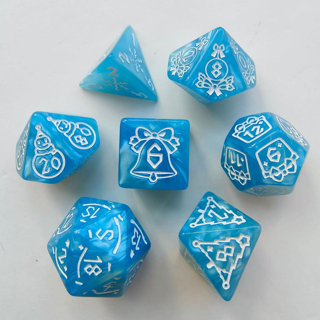 7 шт./набор Новые кубики с рождественским рисунком снеговика и елки DND Числовые кубики Кубики для настольной игры для беговой команды Рождественские принадлежности