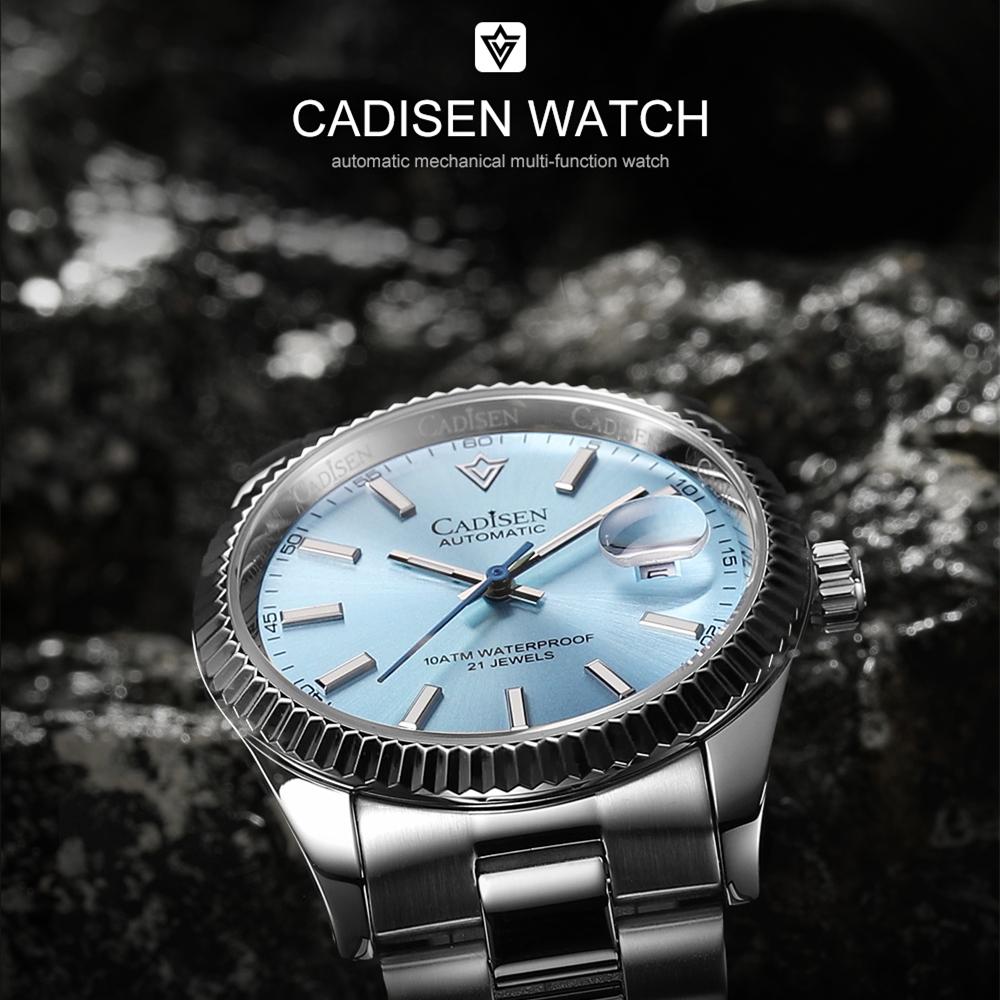 Cadisen 8214 Новые роскошные мужские часы высшего бренда с коробкой, водонепроницаемые 10 атм, 21 УКРАШЕНИЕ, автоматические мужские механические часы