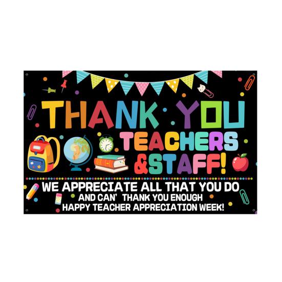 Баннер-фон для Недели признательности учителям. Спасибо учителям и сотрудникам. Украшение фона на День учителя. Декор для классной комнаты, школы, офиса.