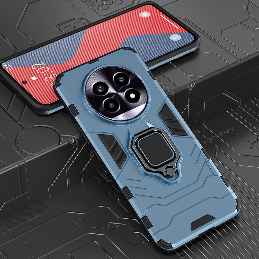 KEYSION Противоударный защитный чехол для Realme 13 Pro+ 5G Мягкий силиконовый + PC Ring Stand Holder Задняя крышка телефона для Realme 13 Pro 5G