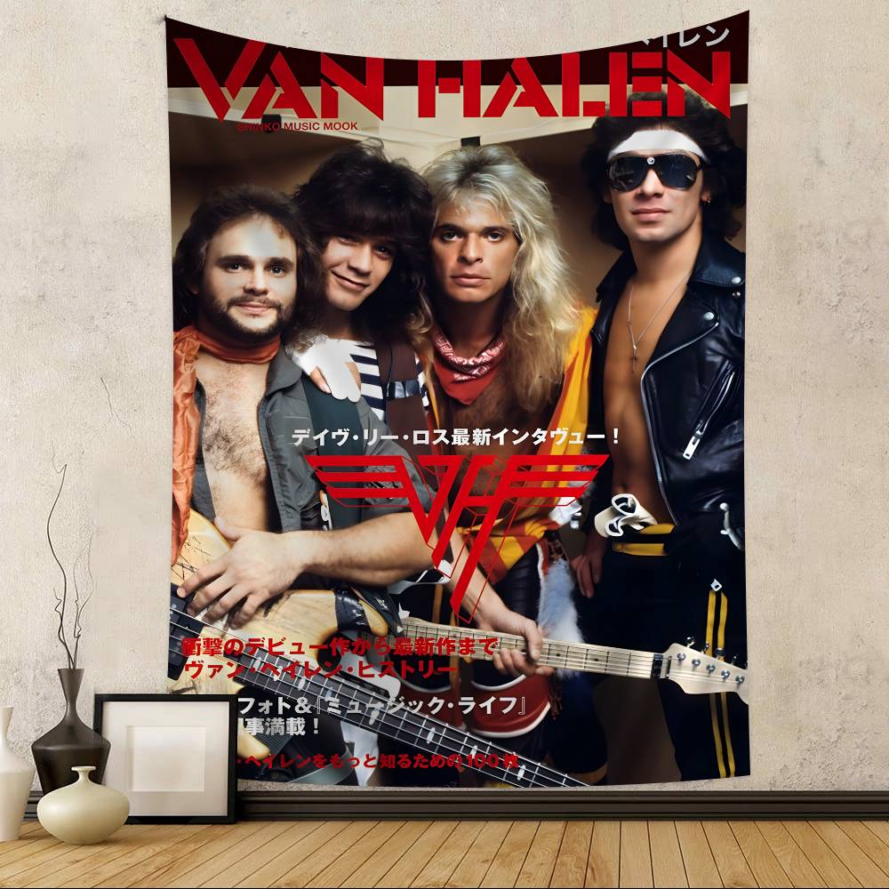 Van Halen Retrorock Band Hanging Bohemian Tapestry Hanging Tarot Hippie Wall Rugs Dorm Japanese Tapestry