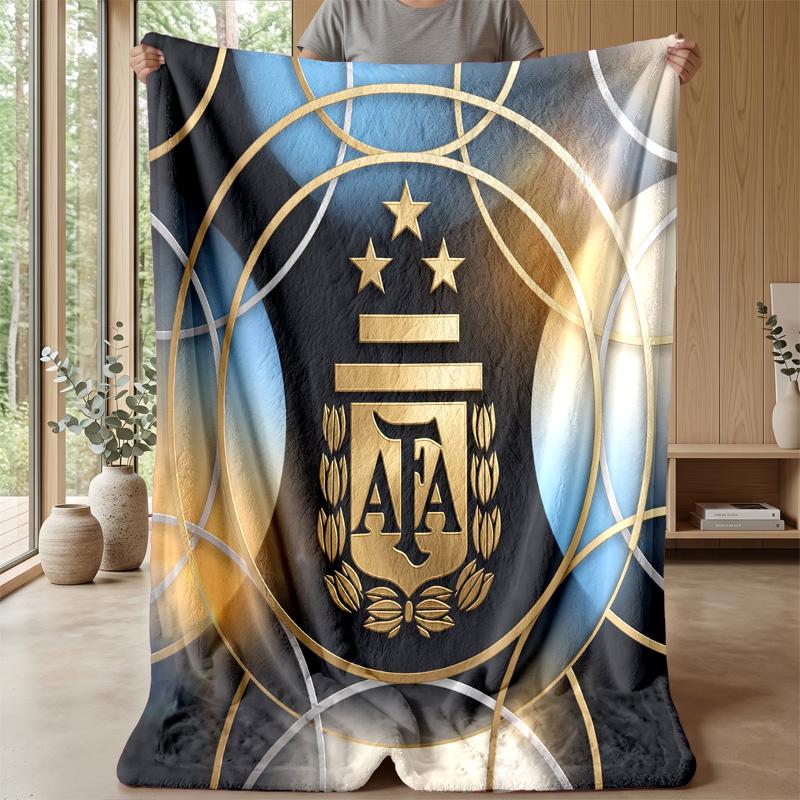 Argentina Football Printed Flannel Blanket Skin Friendly Warm Decorative Throw for Indoor Couch Bed Daily Use