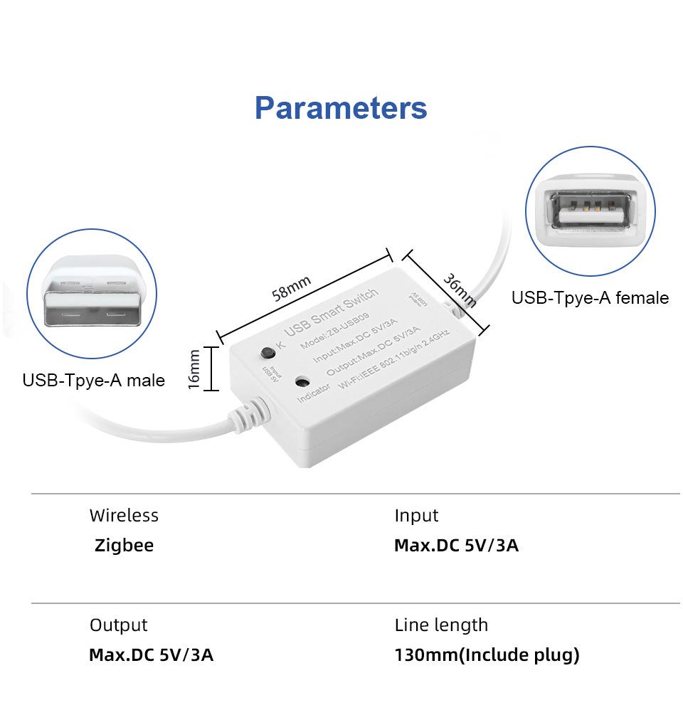 Tuya Smart Zigbee 3.0 USB 5V Switch with Alexa Voice Control & App Remote