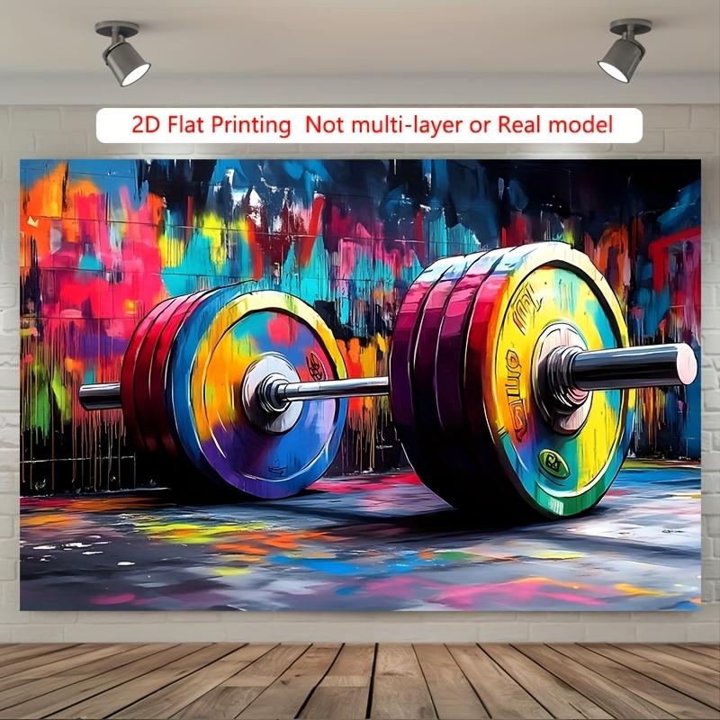 2D flat banner, featuring a barbell. This polyester banner can be used as a background.