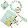 Wristlet Bracelet Keychain Pocket Credit Card Holder Purse Tassel Keychain Silicone Beaded Bangle Key Ring