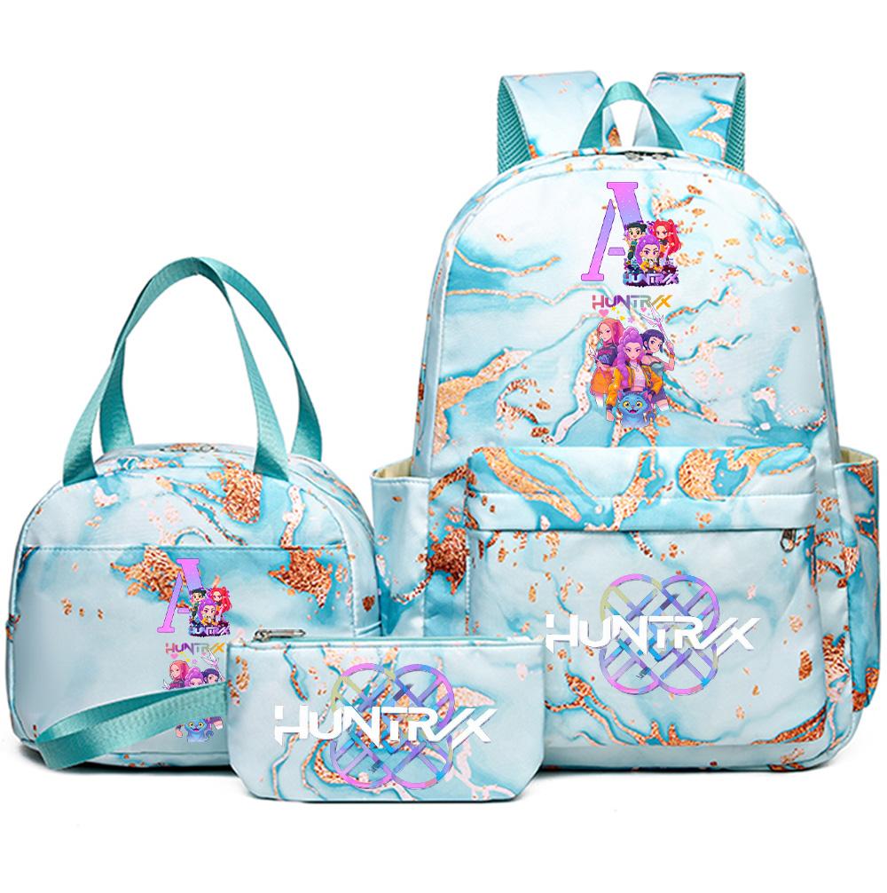 3Pcs/set Anime English Letter A-Z Printed Backpack Handbag Pencil Case for Teenager Student Girl Boy Bookbag Travel Bag Kid Gift