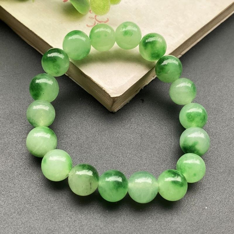 Браслет из натурального зеленого нефрита 10 мм, нить с плавающими бусинами в виде цветов, китайские украшения из хотанского нефрита, элегантный подарок для женщин