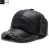 Pu Leather Winter Hats Snapback Earflaps Baseball Cap Men Plus Velvet Thickening Mens Cap