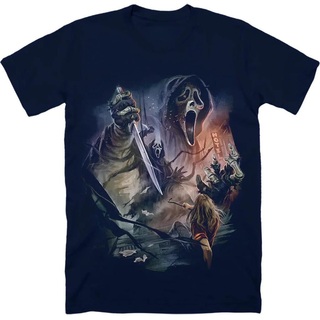 Scream Movie Ghost Face Tshirt for Men and Women Summer Pure Cotton Clothing Fashion Gothic Short Sleeved Tshirt Unisex