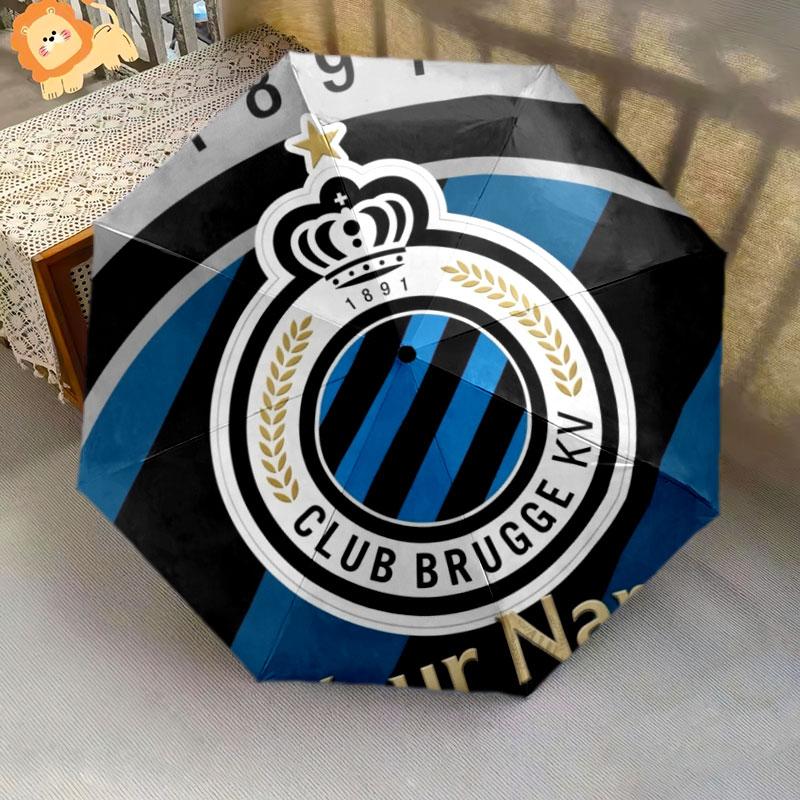 1 PC Automatic Folding Umbrella - Club Brugge KV Custom Name Pattern, Portable & Foldable Design with 8 Ribs, Christmas Birthday Gifts