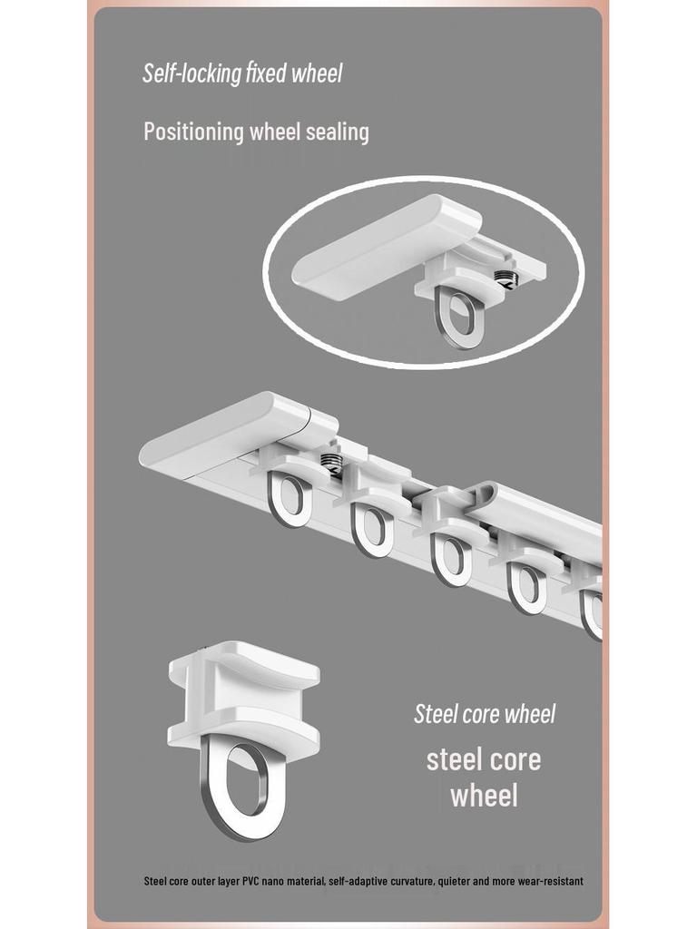Карниз для раздвижного эркерного окна с открыванием внутрь - Без сверления, Формованный, Раздвижной с крючками