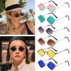 Trendy Small UV Protection Film Metal Men's Shades Sun Glasses Women's Sunglasses Diamond Shape
