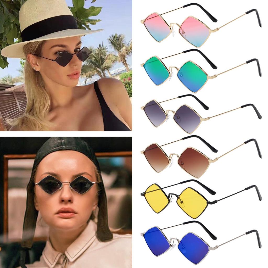 Trendy Small UV Protection Film Metal Men's Shades Sun Glasses Women's Sunglasses Diamond Shape