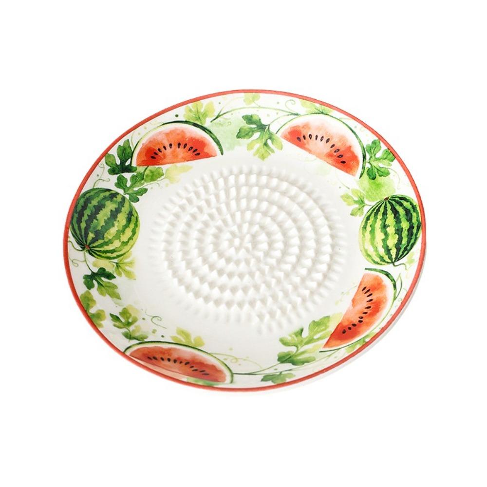 Round Plate Manual Garlic Masher Non-Slip Vegetable Grating Plate Ceramic Ginger Grater  Kitchen