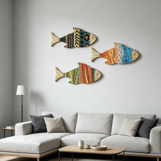 3 шт. Деревянная рыба Морской Настенный Декор Пляжный Прибрежный Подвесной Настенный Арт Рустик Океанская Настенная Скульптура для Гостиной Спальни