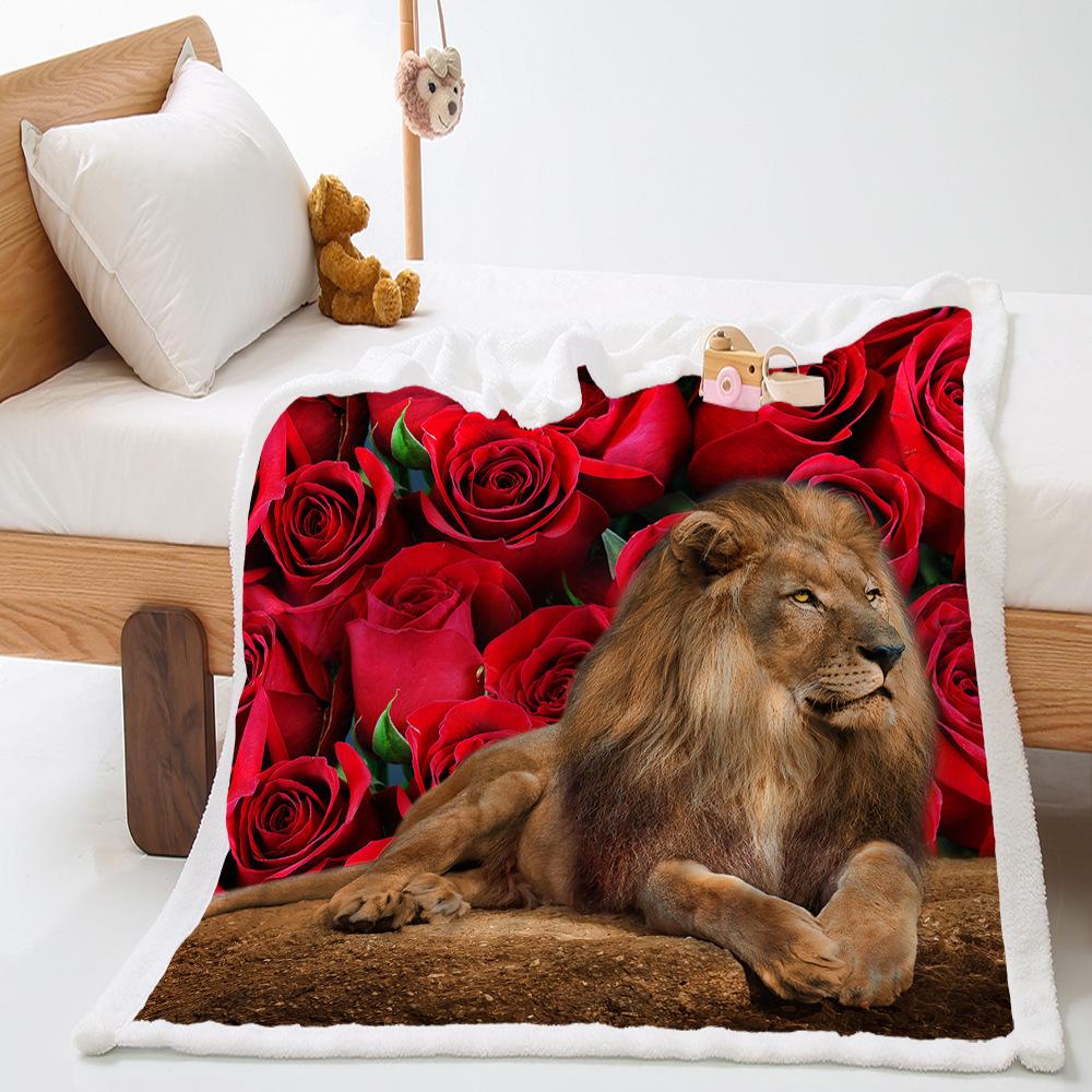 Blanket 2D Digital Printed Lamb Fleece Crystal Fleece Animal Tiger Blanket Blanket